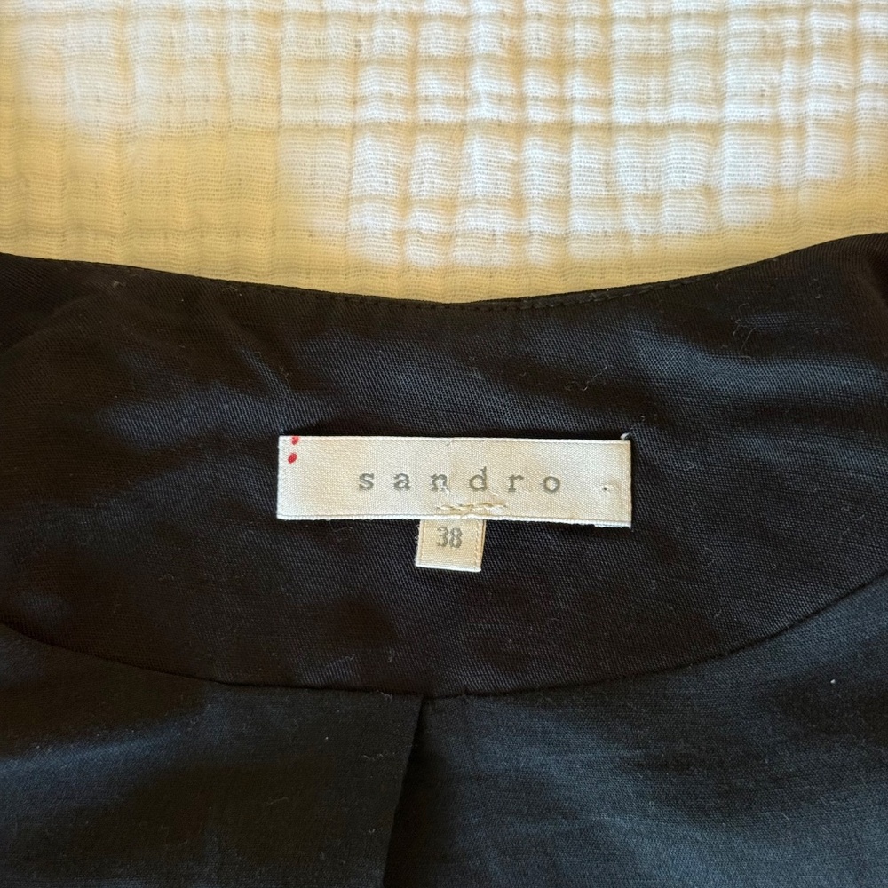 Sandro Paris Scalloped Double Breasted Blazer Black (Size 38) - Picture 3 of 5